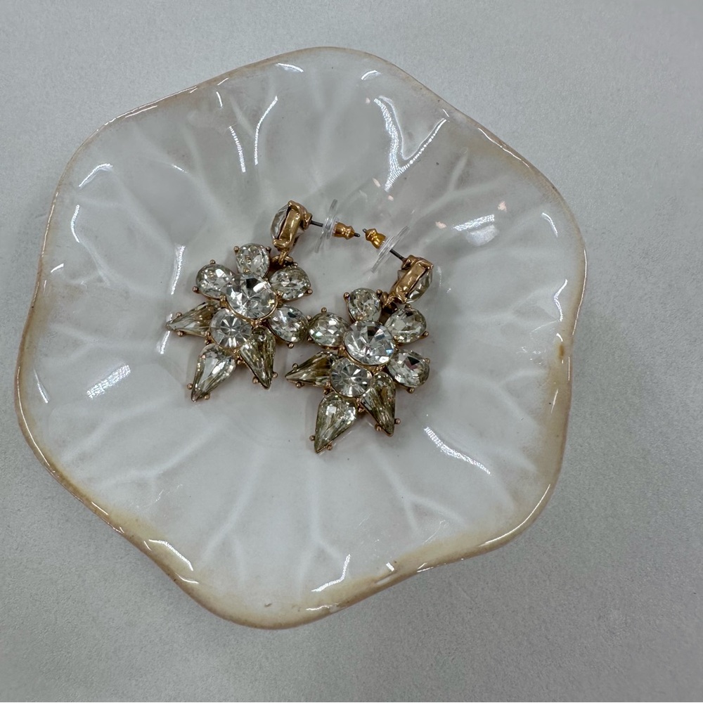J Crew Brass Plated Clear Rhinestone Drop Earrings - Picture 3 of 6